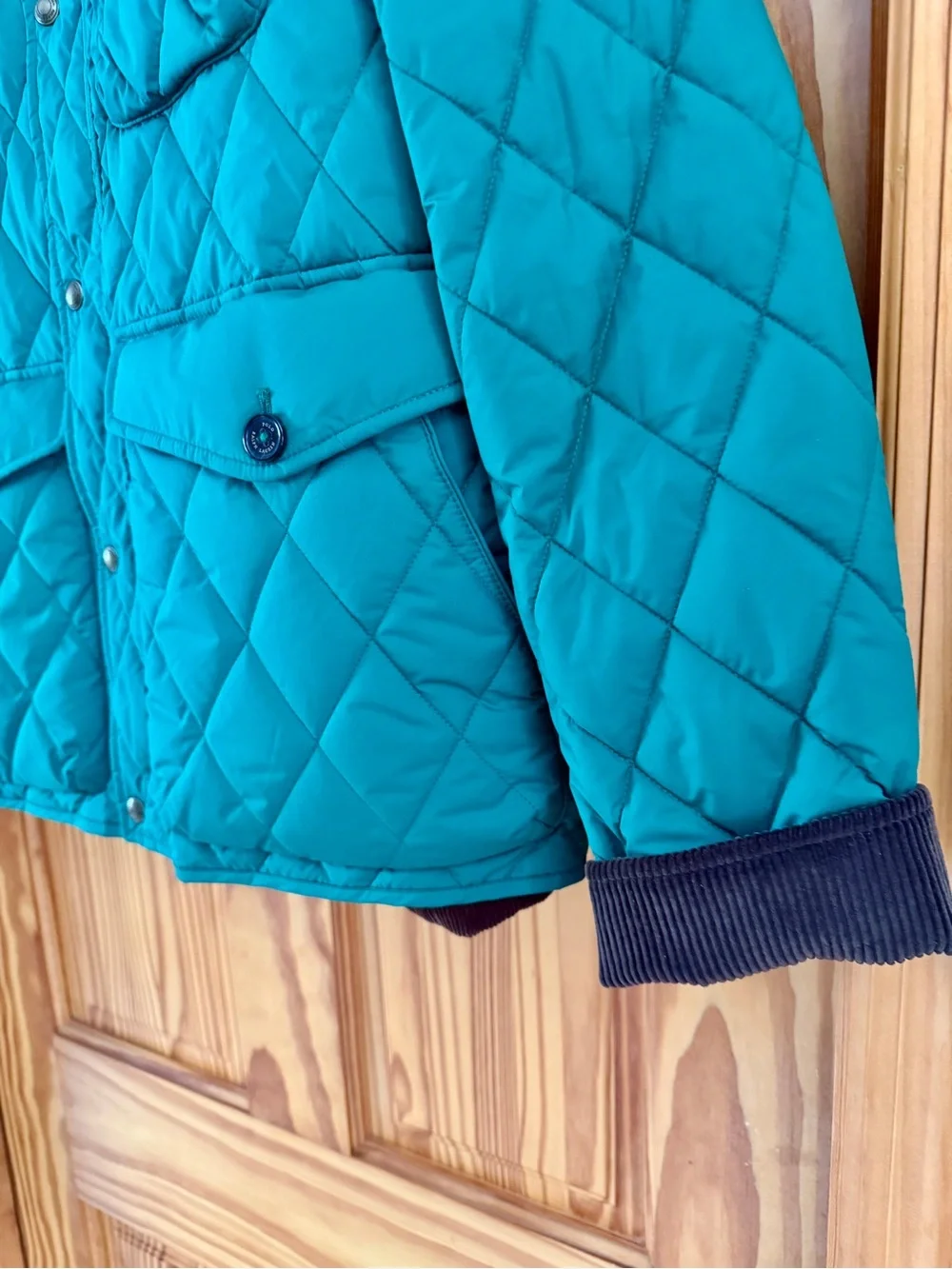 Polo by Ralph Lauren Green Quilted Field Jacket with Brown Corduroy Collar